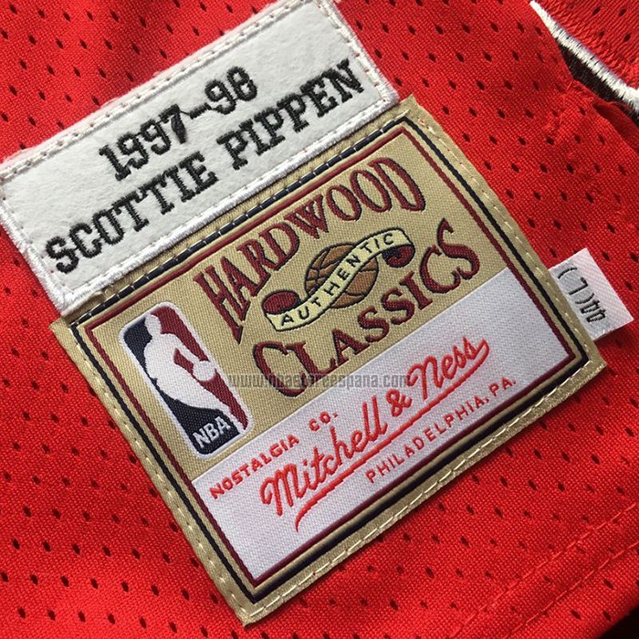 Camiseta Chicago Bulls Scottie Pippen NO 33 Mitchell & Ness 1997-98 Rojo
